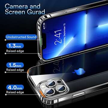 Elando Crystal Clear Phone Case Compatible with iPhone 13 Pro Case, Non-Yellowing Military Grade Drop Protection Shockproof Slim Thin Phone Case, 6.1 inch