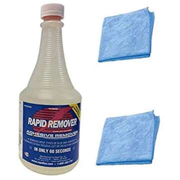 Rapid Remover Remover 32 oz. Bottle with Sprayer & Two Free Microfiber Towels Adhesive Remover for V...