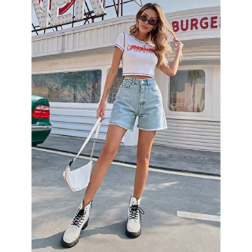 Vintage High Waisted Denim Shorts Women Stretchy Comfortable