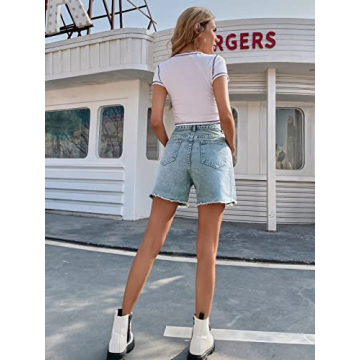 Vintage High Waisted Denim Shorts Women Stretchy Comfortable