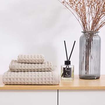 YiLUOMO Waffle Bath Towels Set of 3 for Ultimate Comfort