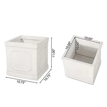 Christopher Knight Home 316049 Burgos Planter, Small, Antique White