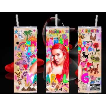 Album cover Karol thermal coffree cup mug 20oz skinny tumbler bichota water tea