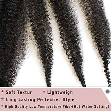 16 Inch Pre-Separated Springy Afro Twist Hair 8 Packs Spring Twist Hair For Distressed Soft Locs Natural Black Marley Twist Crochet Braiding Hair Synthetic Hair Extensions (8 Strands/Pack,1B#)