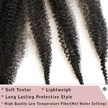16 Inch Pre-Separated Springy Afro Twist Hair 8 Packs Spring Twist Hair For Distressed Soft Locs Natural Black Marley Twist Crochet Braiding Hair Synthetic Hair Extensions (8 Strands/Pack,1B#)