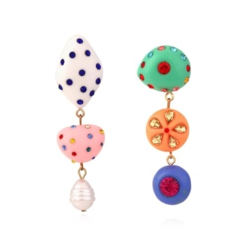 GINBLA Asymmetrical Earrings for Women Dangle Festival Unique Trendy Bridal Statement Boho Vintage D...