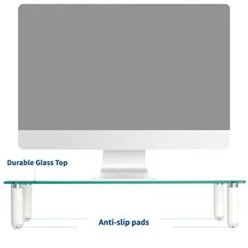 VIVO Glass Ergonomic Universal 15.7” Tabletop Monitor Riser, Mid-Sized Desktop Stand for Computer Monitor, TV, Laptop/Notebook, and More STAND-V000T
