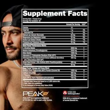 SteelFit Steel Pump | Advanced Pre Workout Powder & Nitric Oxide Supplement | Grape Soda, 30 Servings | for Muscle Building & Recovery | Made with Peak ATP, Ashwagandha, & Electrolytes