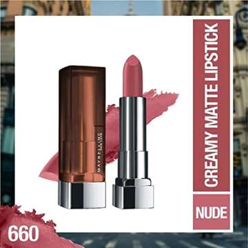 Maybelline New York Color Sensational Lipstick, Lip Makeup, Matte Finish, Hydrating Lipstick, Nude, ...