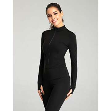 Gacaky Women's Lightweight Full Zip Cropped Workout Jacket
