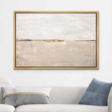 wall26 Framed Canvas Print Wall Art Pastel Tan Gray Duotone Landscape Abstract Shapes Illustrations Minimal Decorative Contemporary Multicolor for Living Room, Bedroom, Office - 16"x24" Natural