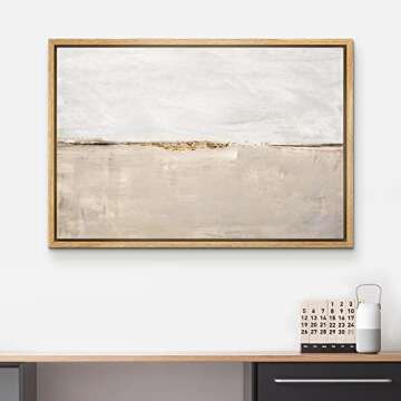wall26 Framed Canvas Print Wall Art Pastel Tan Gray Duotone Landscape Abstract Shapes Illustrations Minimal Decorative Contemporary Multicolor for Living Room, Bedroom, Office - 16"x24" Natural