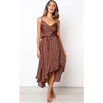 ECOWISH Women’s Elegant Backless Plaid Dress for All Occasions