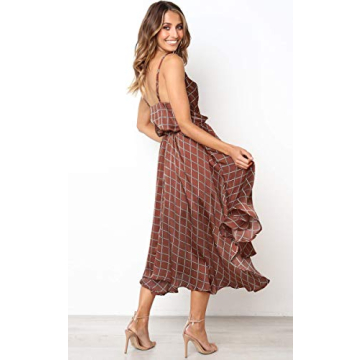 ECOWISH Women’s Elegant Backless Plaid Dress for All Occasions