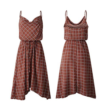 ECOWISH Women’s Elegant Backless Plaid Dress for All Occasions
