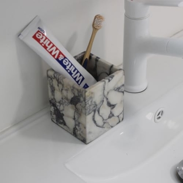 Genuine Calacatta Viola Marble Toothbrush Holder for Elegant Storage