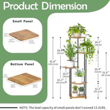 Digtokore Plant Stand Indoor, 5-Tier Tall Plant Stands Plant Shelf Indoor Clearance, Corner Display Rack Flower Pot Holder, Metal Flower Shelves for Multiple Plants