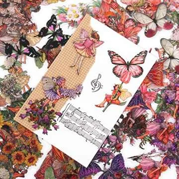 Dizdkizd Cute Fairy Stickers for Journaling, Transparent Flower Fairy Butterfly Stickers for Scrapbooking, Card Making, Planner, DIY Crafts, Resin Art - 180 Pieces