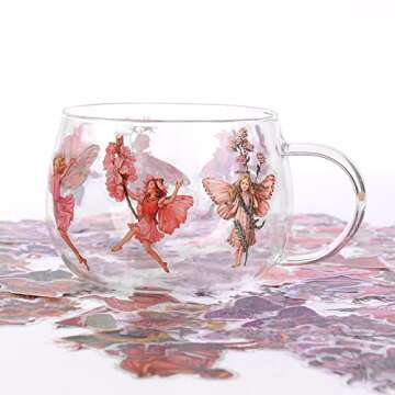 Dizdkizd Cute Fairy Stickers for Journaling, Transparent Flower Fairy Butterfly Stickers for Scrapbooking, Card Making, Planner, DIY Crafts, Resin Art - 180 Pieces