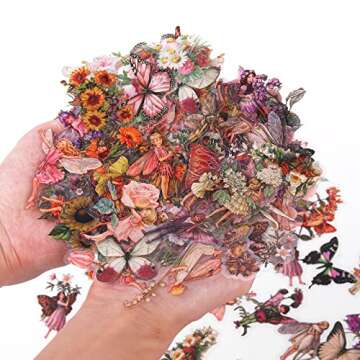 Dizdkizd Cute Fairy Stickers for Journaling, Transparent Flower Fairy Butterfly Stickers for Scrapbooking, Card Making, Planner, DIY Crafts, Resin Art - 180 Pieces