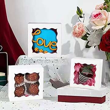 RomanticBaking 50PCS Chocolate Truffle Boxes with Window