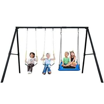 Hapfan 600lbs Heavy Duty Swing Set with Platform & Belt Swings