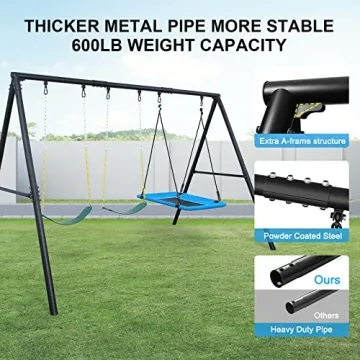 Durable Outdoor Swing Set for Kids - Hapfan 600lbs