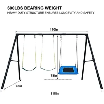 Durable Outdoor Swing Set for Kids - Hapfan 600lbs