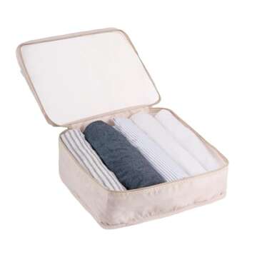 Adwaita 6 Set Packing Cubes, Travel Luggage Packing Organizers (Ivory)