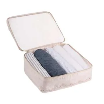 Adwaita 6 Set Packing Cubes, Travel Luggage Packing Organizers (Ivory)