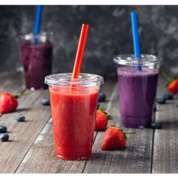 ELEGANT DISPOSABLES [50 Sets - 20 Oz] Crystal Clear PET Plastic Cups With Flat lids for Iced Coffee, Cold Drinks, Milkshake, Slush Cups, Smoothy's, Slurpee, Party's, Plastic Disposable Cups