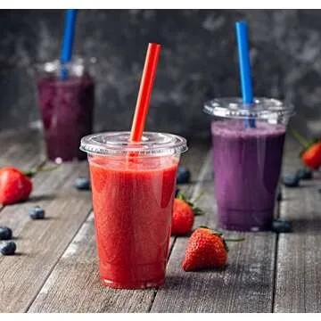 ELEGANT DISPOSABLES [50 Sets - 20 Oz] Crystal Clear PET Plastic Cups With Flat lids for Iced Coffee, Cold Drinks, Milkshake, Slush Cups, Smoothy's, Slurpee, Party's, Plastic Disposable Cups