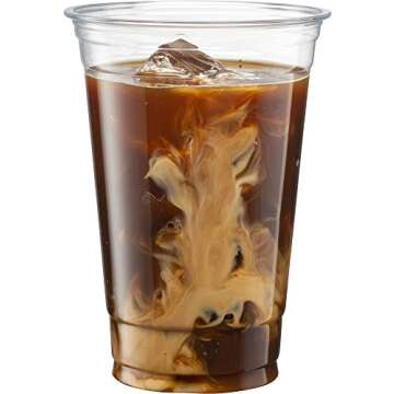 ELEGANT DISPOSABLES [50 Sets - 20 Oz] Crystal Clear PET Plastic Cups With Flat lids for Iced Coffee, Cold Drinks, Milkshake, Slush Cups, Smoothy's, Slurpee, Party's, Plastic Disposable Cups
