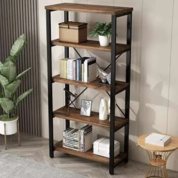 Vintage Industrial Solid Wood Bookshelf, Sturdy and Stylish