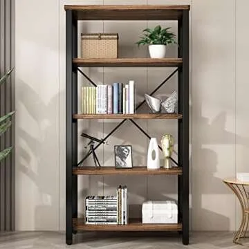 Vintage Industrial Solid Wood Bookshelf, Sturdy and Stylish
