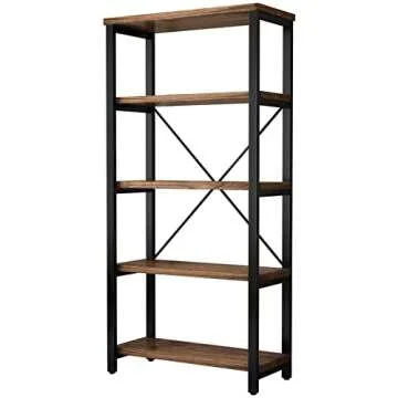 Vintage Industrial Solid Wood Bookshelf, Sturdy and Stylish