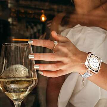 NewWays 2-Pack Bling Compatible for Apple Watch Cases 38mm Series 3 2 1, Protective Bumper for iWatch Series 1/2/3 (38mm, Rose Gold/Clear)