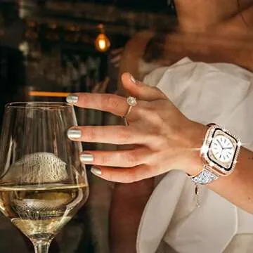 NewWays 2-Pack Bling Compatible for Apple Watch Cases 38mm Series 3 2 1, Protective Bumper for iWatch Series 1/2/3 (38mm, Rose Gold/Clear)