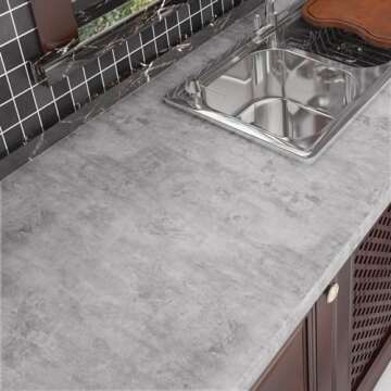 Livelynine 15.8x197 Peel and Stick Gray Concrete Wallpaper for Bedroom Bathroom Limewash Industrial Cement Wall Paper Waterproof Contact Paper Kitchen Countertop Cover Renter Friendly Desk Vinyl Wrap