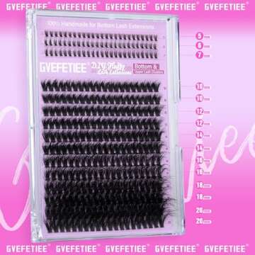 GVEFETIEE Fluffy Lash Clusters with Bottom Lash Extension Volume Cluster Eyelash Extensions 315Pcs Wispy Individual Lashes D Curl Faux Mink Eyelash Clusters DIY at Home (200D;10-20MM), Black