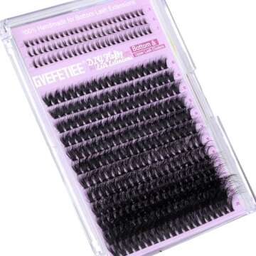 GVEFETIEE Fluffy Lash Clusters with Bottom Lash Extension Volume Cluster Eyelash Extensions 315Pcs Wispy Individual Lashes D Curl Faux Mink Eyelash Clusters DIY at Home (200D;10-20MM), Black