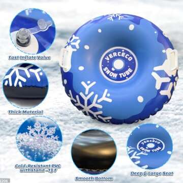 3 Pack Snow Tube Inflatable Sleds for Kids Snow Tubes for Sledding Heavy Duty Large Snow Sleds for K...