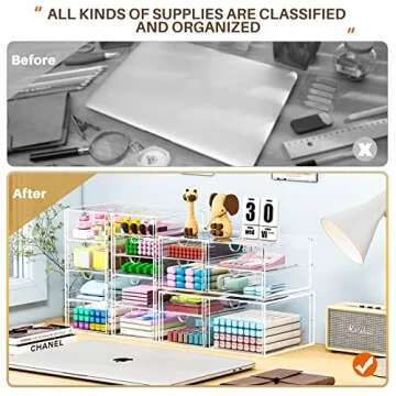 Elegant Clear Makeup Organizer with 16 Drawers Available