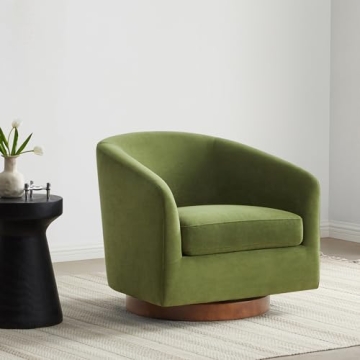 Stylish CHITA Swivel Accent Chair in Forest Green Velvet