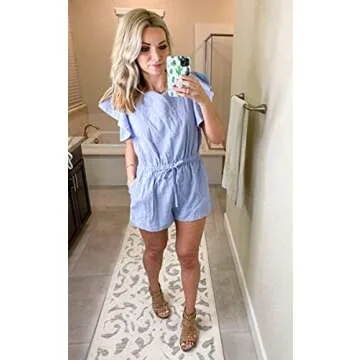 Stylish Angashion Women's Casual Ruffle Butterfly Sleeve Romper