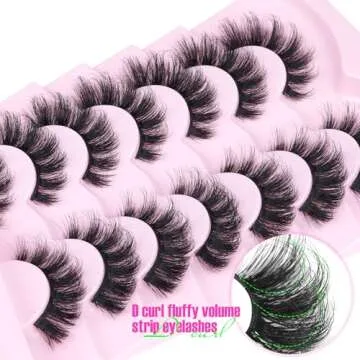 Mink Lashes Fluffy Volume False Eyelashes Wispy Strip Fake Eyelashes Cat Eye Lashes Thick 20MM Long False Lashes 7 Pairs Pack Natural Look