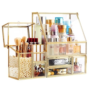 Stylish 3-Piece Glass Makeup Organizer Set for All