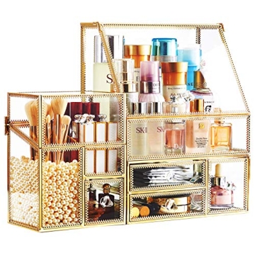 Stylish 3-Piece Glass Makeup Organizer Set for All