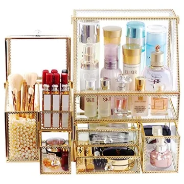 Stylish 3-Piece Glass Makeup Organizer Set for All