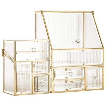 Stylish 3-Piece Glass Makeup Organizer Set for All
